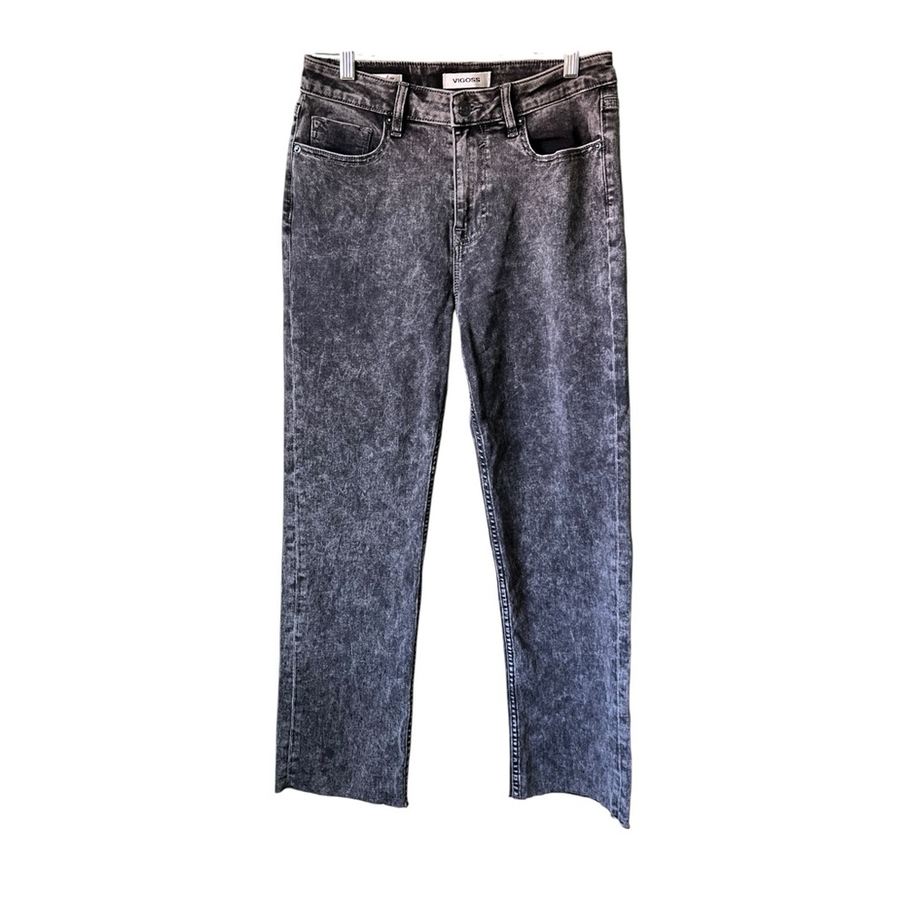 Vigoss Stevie Cropped High Rise Straight Jeans Black Wash Womens 28